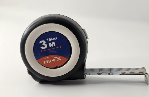 Рулетка  3м*16мм "Hipex" автостоп, АБС корпус (12/120) (3016931) 