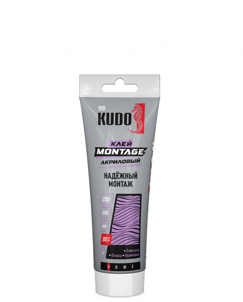 Клей KUDO HOME Мontage акриловый для надёжного монтажа белый тюбик 200 мл (12) KBT-321 