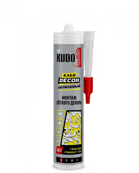 Клей KUDO HOME Decor акриловый для монтажа легкого декора белый 280 мл (12) KBK-311 