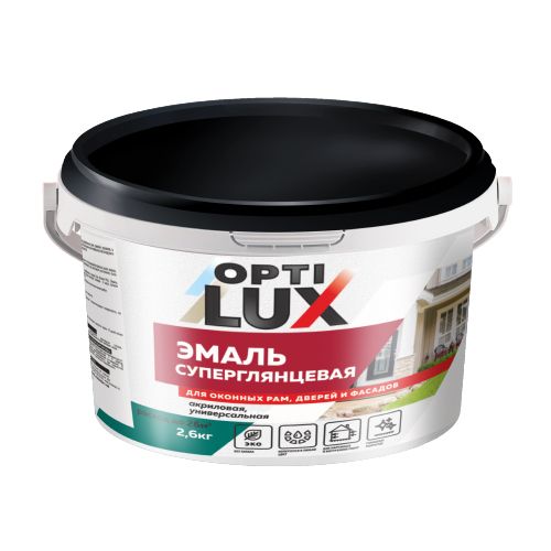 Эмаль акриловая "ОПТИЛЮКС" для оконных рам, дверей  СУПЕРГЛЯНЦЕВАЯ (1кг) (12/528) (022482) 