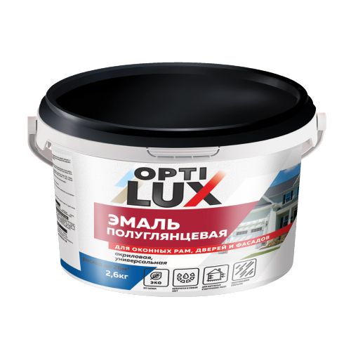 Эмаль акриловая "ОПТИЛЮКС" для оконных рам, дверей  ПОЛУГЛЯНЦЕВАЯ (0,5кг) (12/660) (00882978) 
