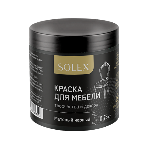 Краска для мебели SOLEX Матовый черный (0,75кг) (6) (028819705) 