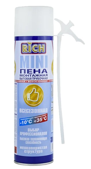 Пена монтажная РИЧ бытовая всесезонная МИНИ (380гр) (12) (113954) 