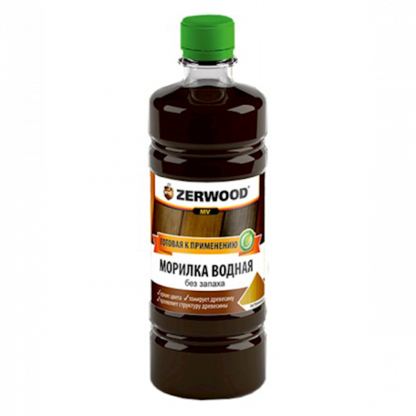 Морилка ВОДНАЯ "ZERWOOD" влагостойкая "Дуб" (0,5л) (6шт/1080) (00160554758994) 