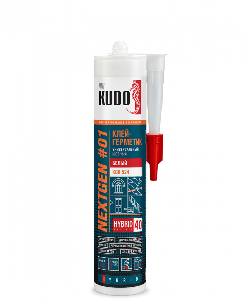 Клей-герметик KUDO KBK-521 универсальный гибридный белый (280г) (12)  