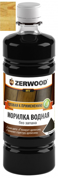 Морилка ВОДНАЯ "ZERWOOD" влагостойкая "Сосна" (0,5л) (6шт/1080) (00160554758989) 