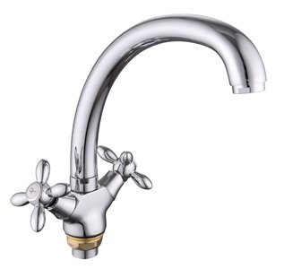 Смеситель для кухни с гайкой "LUCKY TAP" KDM-2008B-02-69, 1/2", латунь (10) (1669) 