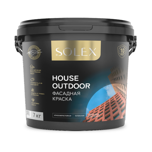 ВД краска "SOLEX" фасадная HOUSE OUTDOOR (3кг) (4) (0254789991) 