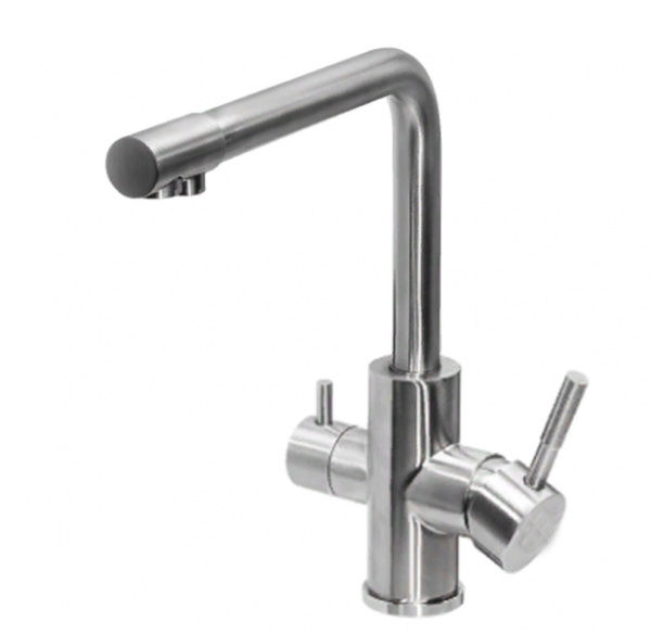 Смеситель д/кухни "LUCKY TAP" KDF-3527-092-48 с гайкой, с подключением фильтра d35, нерж.сталь(1838) 