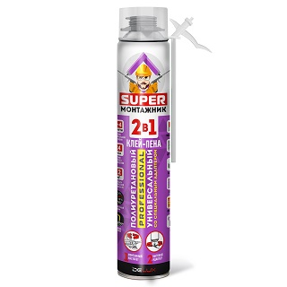 Клей-пена SUPER МОНТАЖНИК 2в1 профессиональная всесезонная (780гр) (12/816)  