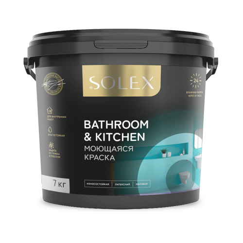 ВД краска "SOLEX" моющаяся BATHROOM & KITCHEN (3кг) (4) (0254789988) 