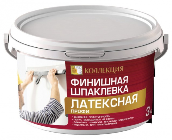 Шпаклевка "КОЛЛЕКЦИЯ" латексная ПРОФИ (выводится в "ноль") финишная до 1мм (14кг) (50) (0112401154) 