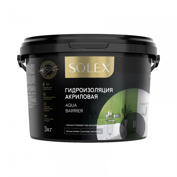 Гидроизоляция акриловая "SOLEX" (эластичный герметик) (3кг) (192) (00871477) 