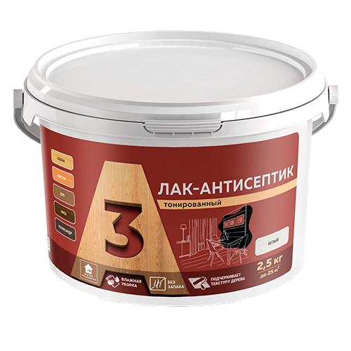 Лак-антисептик А3 тонированный для древесины орех (2,5кг) (4шт) (00973215) 