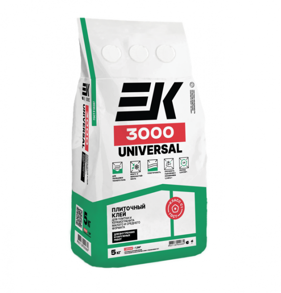 EK3000 UNIVERSAL клей для плитки и керамогранита  (5кг) (min 6/216) 