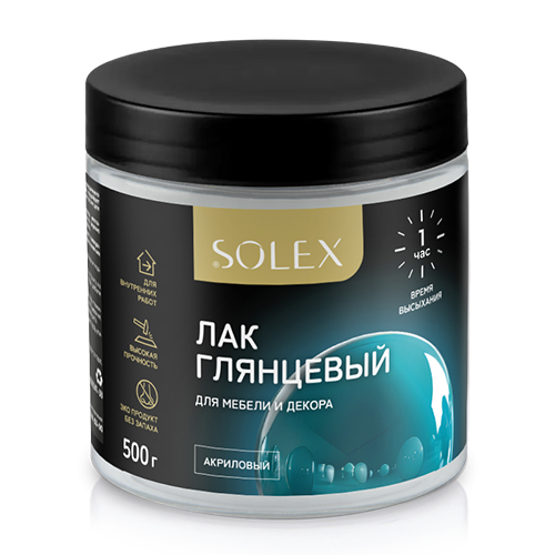Лак для мебели SOLEX глянцевый (0,5кг) (6) (00972420) 