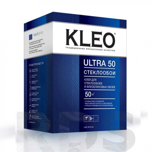 KLEO ULTRA 50, Клей для стеклообоев и флизелиновых обоев (500гр) (12) 