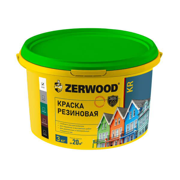 Краска резиновая ZERWOOD KR коричневый (3кг) (4) (00972436) 