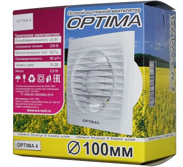OPTIMA 4, Вентилятор осевой вытяжной D 100 (1) 