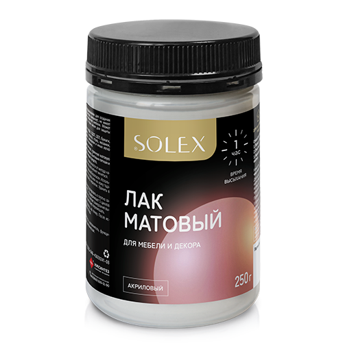 Лак для мебели SOLEX матовый (0,25кг) (12) (00972422) 