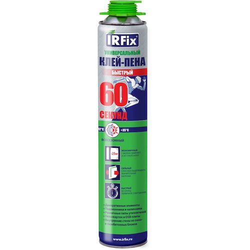 Клей-пена IRFix 60 СЕКУНД универсальный 800мл (900гр) (12/672) (10014) 