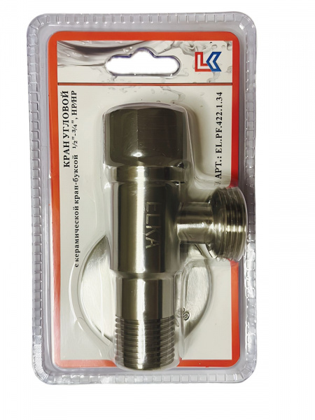 Кран угловой с керамической кран-буксой AISI 304 1/2"-3/4" НР/НР (10/50) 