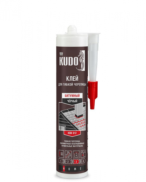 Клей KUDO HOME KBK-612 битумный для гибкой кровли, черный, 280 мл (12)  