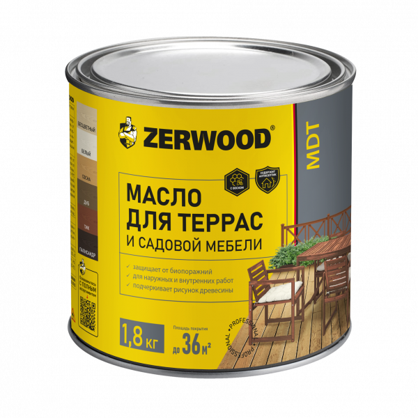 МАСЛО для террас ZERWOOD MDT тик (1,8кг) (6) (00972476) 
