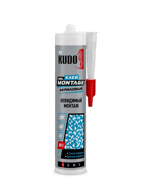 Клей KUDO HOME inv. Мontage акриловый для невидимого монтажа прозрачный 280 мл (12) KBK-320 