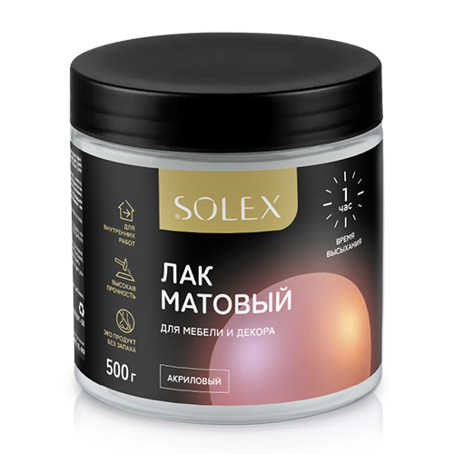 Лак для мебели SOLEX матовый (0,5кг) (6) (00972418) 