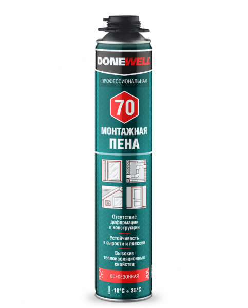 Пена монтажная DONEWELL 45 профессиональная всесезонная (720гр) (12/768) (DPP10U45) 